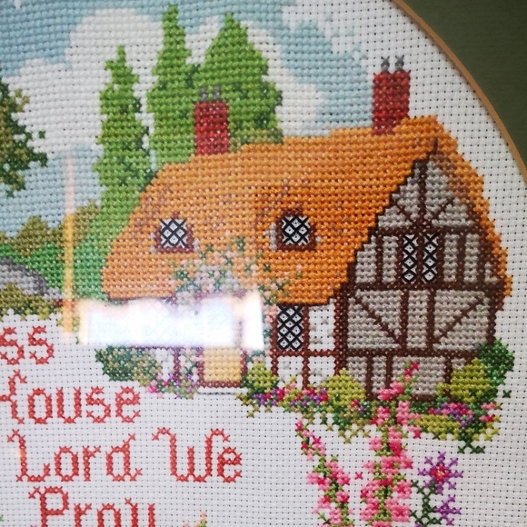 Vintage cross-stitch wall picture  70s. - Picture 2 of 4